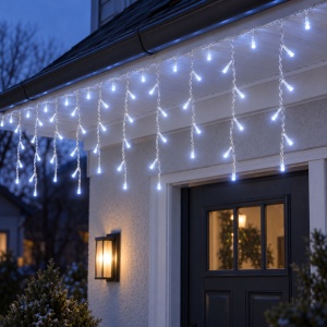 Instalatie LED tip turturi, 200 LED-uri, 8 m, lumina alb rece, interconectabila - Img 3
