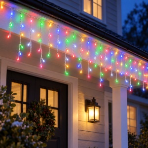 Instalatie LED tip turturi de Craciun, 12 m, 300 LED, multicolor, interconectabila - Img 3