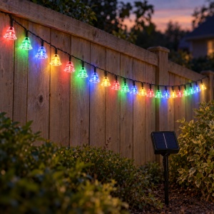 Instalație solară de Crăciun cu LED-uri multicolore tip clopotel, 4m, 20LED - Img 4