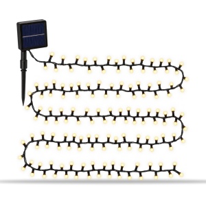 Instalație solară luminoasă de Crăciun, 100 LED alb cald, 10 m, LED in forma de globulet - Img 7