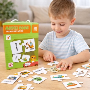 Joc educativ copii puzzle Match Game transport, asociere imagini, 30 piese