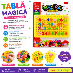 Joc Educativ pentru Copii cu Cifre și Tablă cu Pioni Galbenă – Set Interactiv de Matematică - Img 2