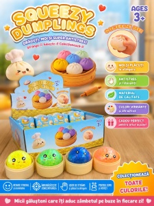 Jucărie Antistres Squishy Dumpling cu slime si Sclipici 4,5cm – Squishy Moale - Img 2