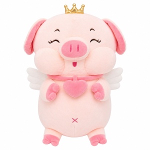 Jucărie de pluș porcușor roz 45 cm – pluș moale cu coroniță, jucărie adorabilă pentru copii