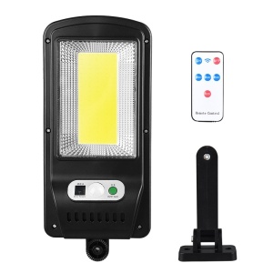 Lampă solară LED pentru grădină cu 120 COB LED-uri și telecomandă, negru, 114x234x370mm