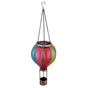 Lampă solară LED tip balon aer cald cu efect flacără, multicolor, plastic - Img 6