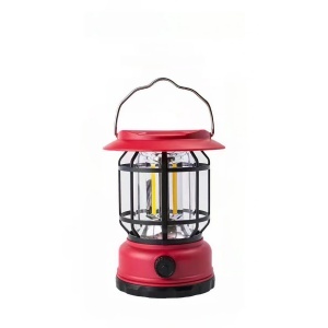 Lanternă de camping LED roșie, plastic durabil, încărcare solară 21cm x 11cm x 15cm