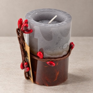 Lumânare parfumată decorativă de Crăciun din ceară, gri, 8,5x5,5 cm - Img 4