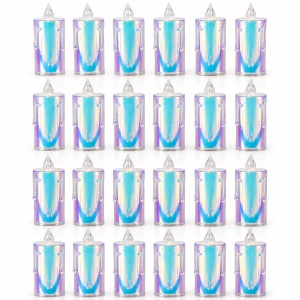 Lumânări LED decorative , set 24 bucăți, finisaj irizat , efect flacara realist, 10,5 cm, plastic - Img 3