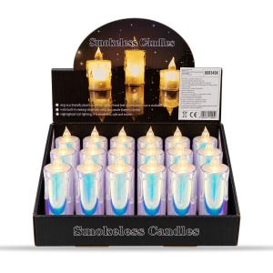 Lumânări LED decorative , set 24 bucăți, finisaj irizat , efect flacara realist, 10,5 cm, plastic - Img 4