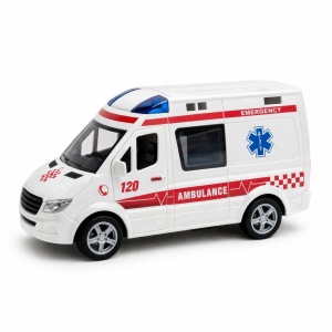 Masina ambulanta cu lumini sunet si fum, usi care se deschid, 21.5 cm - Img 3