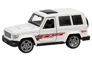 Mașină de jucărie SUV albă din metal, uși deschise, 14 cm