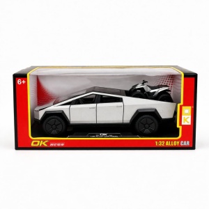 Masinuta pickup futurist cu ATV, aliaj metalic scara 1:32, gri, platforma spate - Img 2