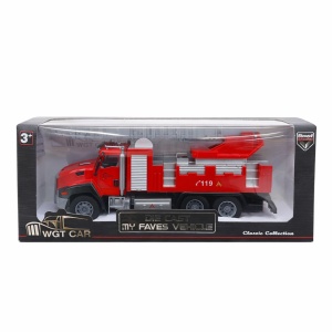 Masinuta pompieri cu scara, die-cast metalica, cu functie pull back, 26.5 cm