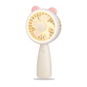 Mini ventilator portabil de mână, bej, cu lumină LED și 3 trepte de viteză - Img 3