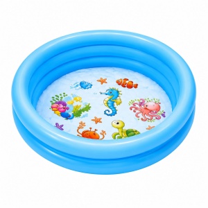 Piscina Gonflabila pentru Copii, Albastra, cu Model Animale Marine, PVC Rezistent