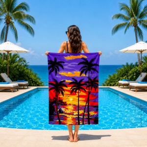 Prosop de Plajă Tropical Sunset 90x170 cm – Microfibră Premium, Design Palmieri - Img 2