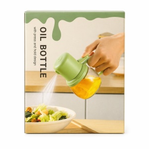 Pulverizator ulei 210 ml, 13x8.5 cm, spray bucatarie, sticla, dozare uniforma, verde - Img 2