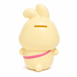 Pușculiță iepuraș crem, 20,5 cm, din plastic, cu capac inferior - Img 3
