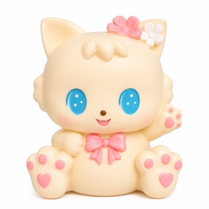 Pușculiță pisică albă 18 cm – cutie economii cu capac inferior