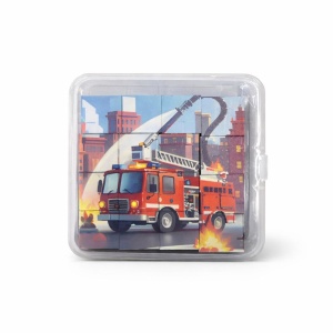 Puzzle 3D Pompieri Roșu pentru Copii, Material Plastic, Indemanare