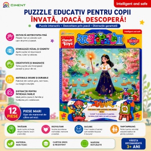 Puzzle educativ copii cu printesa si peisaj magic, dezvoltare logica si creativitate 40x30 cm - Img 2