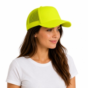Sapca reglabila unisex cu plasa, galben neon, marime universala - Img 2