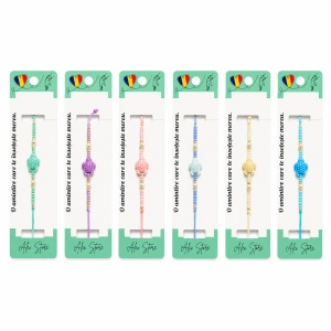 Set 12 Brățări cu Pandantiv Broscuță Colorată, Reglabile, Multicolore