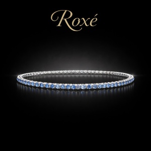 Set 12 bratari ROXE argintii elastice cu pietre albastre elegante - Img 2