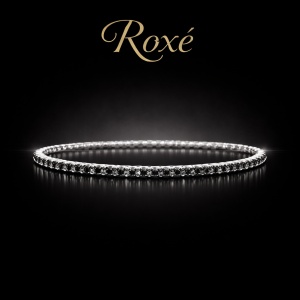 Set 12 bratari ROXE argintii elastice cu pietre negre elegante stralucitoare - Img 2