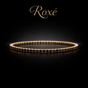 Set 12 bratari ROXE aurii elastice cu pietre negre elegante - Img 2