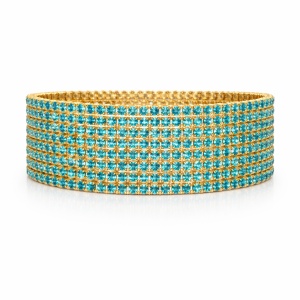 Set 12 bratari ROXE aurii elastice cu pietre turcoaz stralucitoare elegante