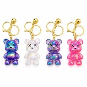 Set 12 Brelocuri Ursuleț 5,5 cm – Mix Culori Holografice, Accesorii pentru Chei, Ghiozdan și Geantă