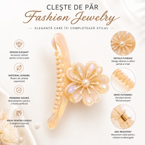 Set 12 Clești de Păr, model Floare 10 cm – Clame Elegante Colorate - Img 2