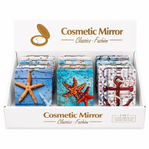 Set 12 oglinzi cosmetice buzunar 2 in 1 tematica marina, compacte