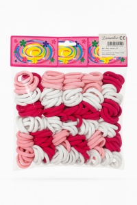Set 12 x elastice par, 6 elastice pe card, culori roz alb rosu, elastice groase