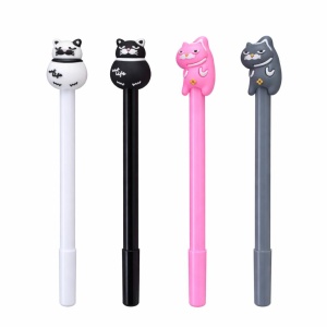 Set 48 pixuri cu gel și figurină pisică decorativă, model simpatic pentru copii, diverse culori
