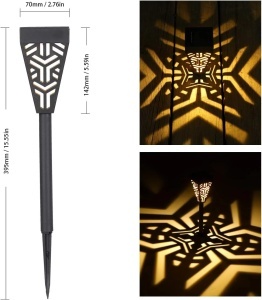 Set 6 Lămpi Solare pentru Grădină cu Picior, Metal și Plastic, Lumină Caldă - Img 2