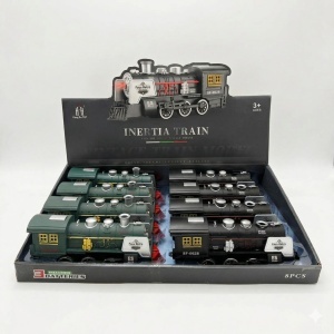 Set 8 locomotive vintage cu lumini si sunet, jucarie copii, model retro, 20 x 9 cm