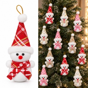 Set de 12 Ornamente de brad cu om de zăpadă, diverse culori , 22x7 cm - Img 3
