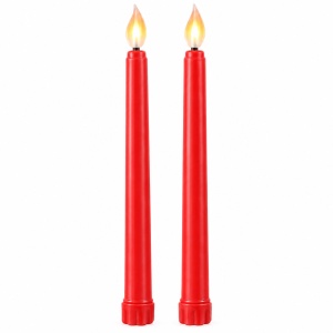 Set de 2 Lumânări LED cu efect de flacara realist,conice, din plastic, rosu, 25cm - Img 2