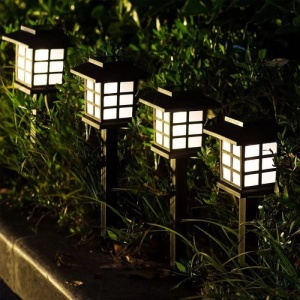 Set de 4 Lumini Solare LED pentru Grădină, Negre, din Plastic - Img 4