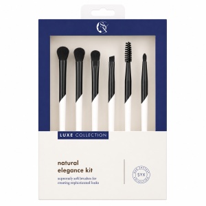 Set de 6 Pensule Profesionale pentru Machiaj Luxe Collection – Peri Ultra-Moi, Design Elegant Albastru Închis