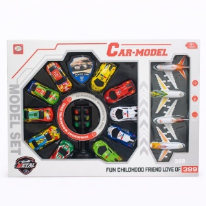 Set vehicule de trafic din aliaj multicolor, fără baterii, model 123-2Q