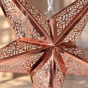 Stea decorativă de Crăciun, cu agățătoare, rose-gold, aprox. 60 x 55 cm, plastic și PVC - Img 4