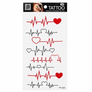 Tatuaj Temporar Semipermanent Puls și Inimă – 18 cm, Rezistent la Apă
