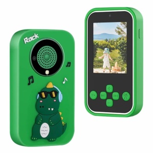 Telefon copii model dinozaur verde cu camera jocuri muzica si ecran color