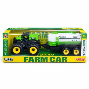 Tractor cu remorca cisterna apa, jucarie ferma copii, Farm Car 38.5 cm