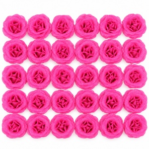 Trandafiri artificiali cu sclipici, set 30 de bucati, roz bon bon, plastic, 8cm - Img 2