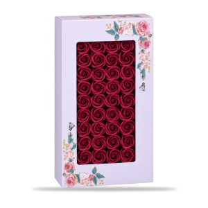 Trandafiri de săpun decorativi, set 50 de bucăți, bordo, 5 cm - Img 2